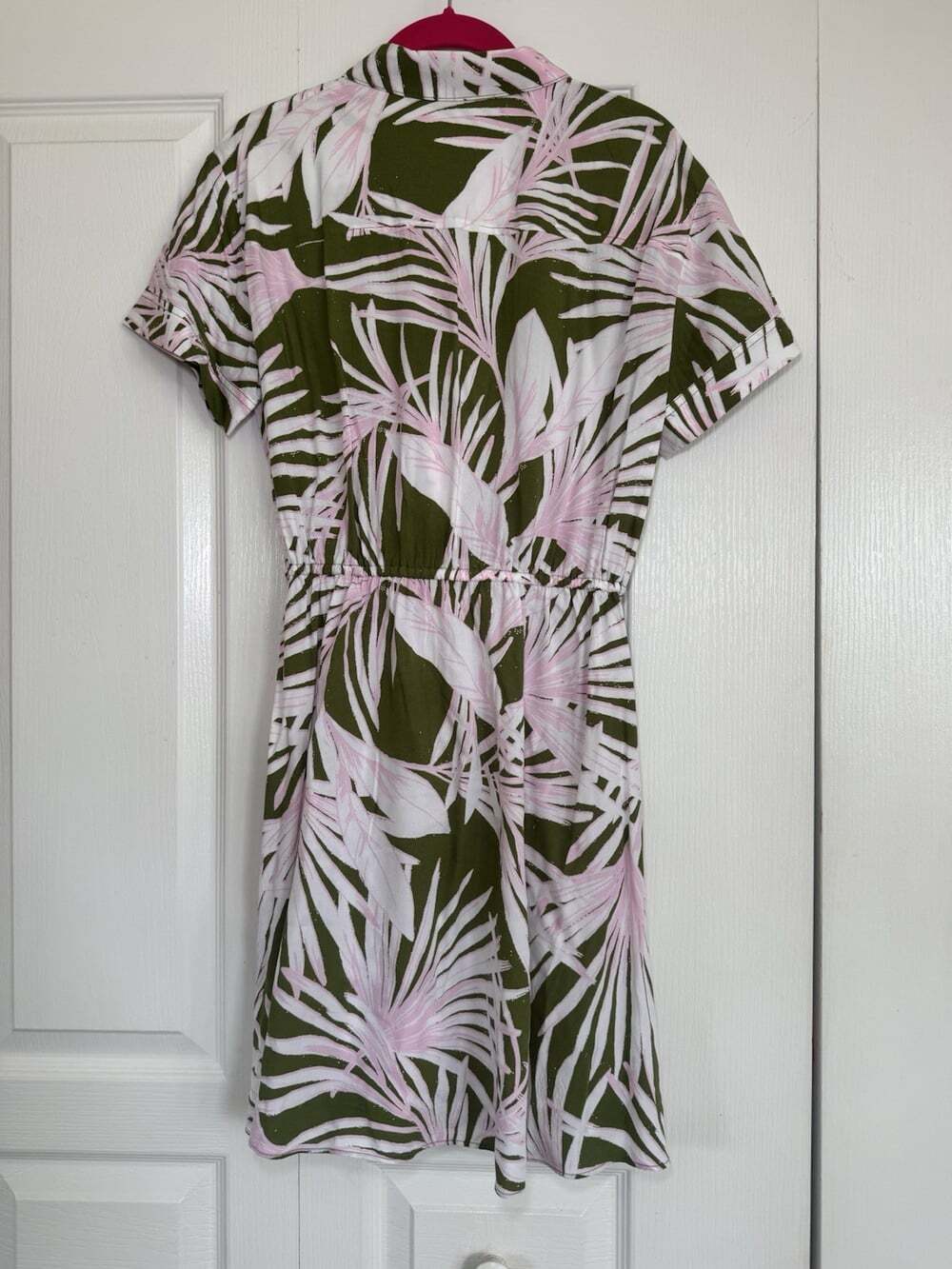 LOFT Tropical Palm Print Drawstring Waist Shirt Dress Size Small - Picture 8 of 11